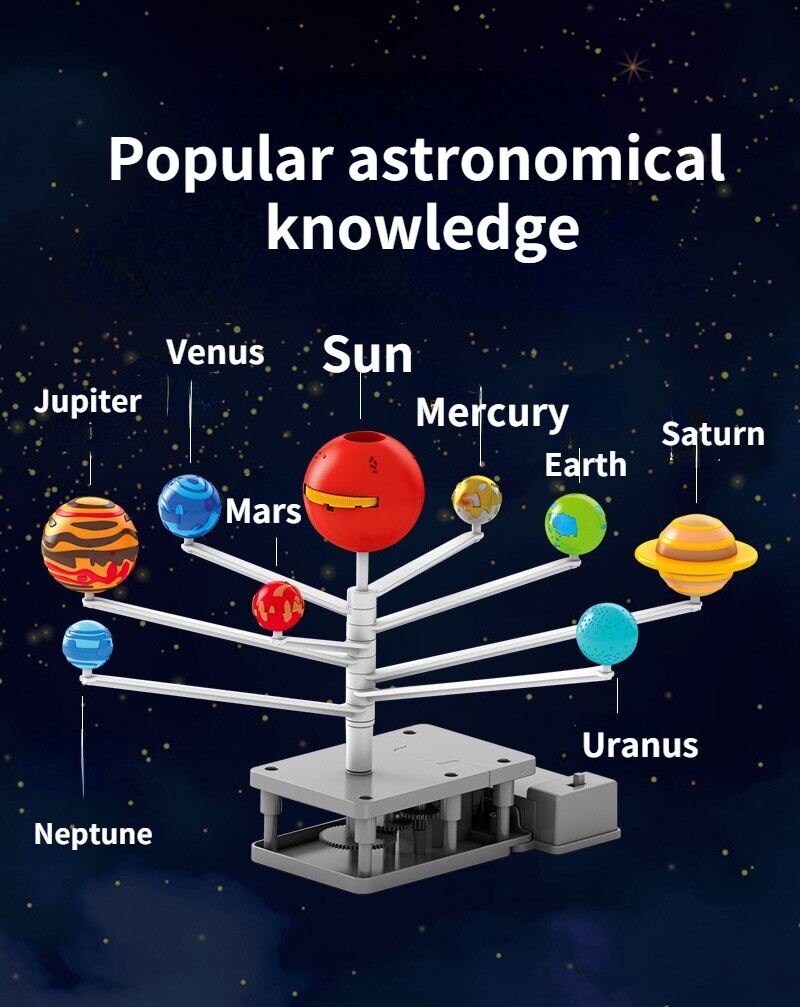 Electric Solar System Model DIY Toys Child Science and Technology Learning Solar System Planet Teaching Assembly Coloring Toy