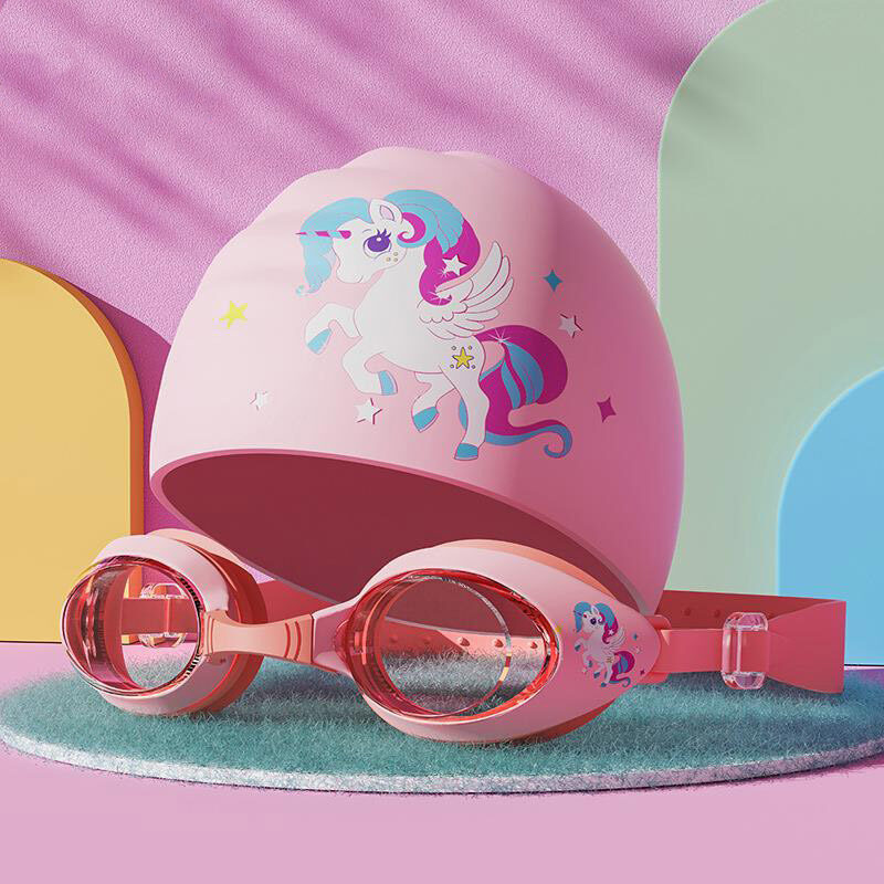 AMILA Small frame children's swimming goggles Boys and girls swimming high-definition waterproof anti-fog glasses diving goggles swimming cap