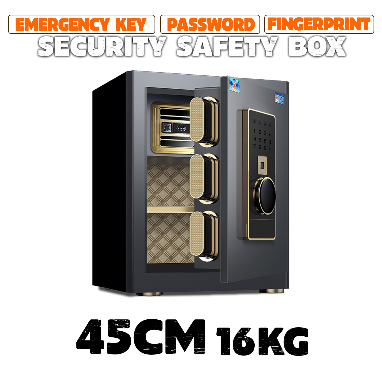 45CM Safety Box Fingerprint Digital Safety Box Money Box With Lock Safe