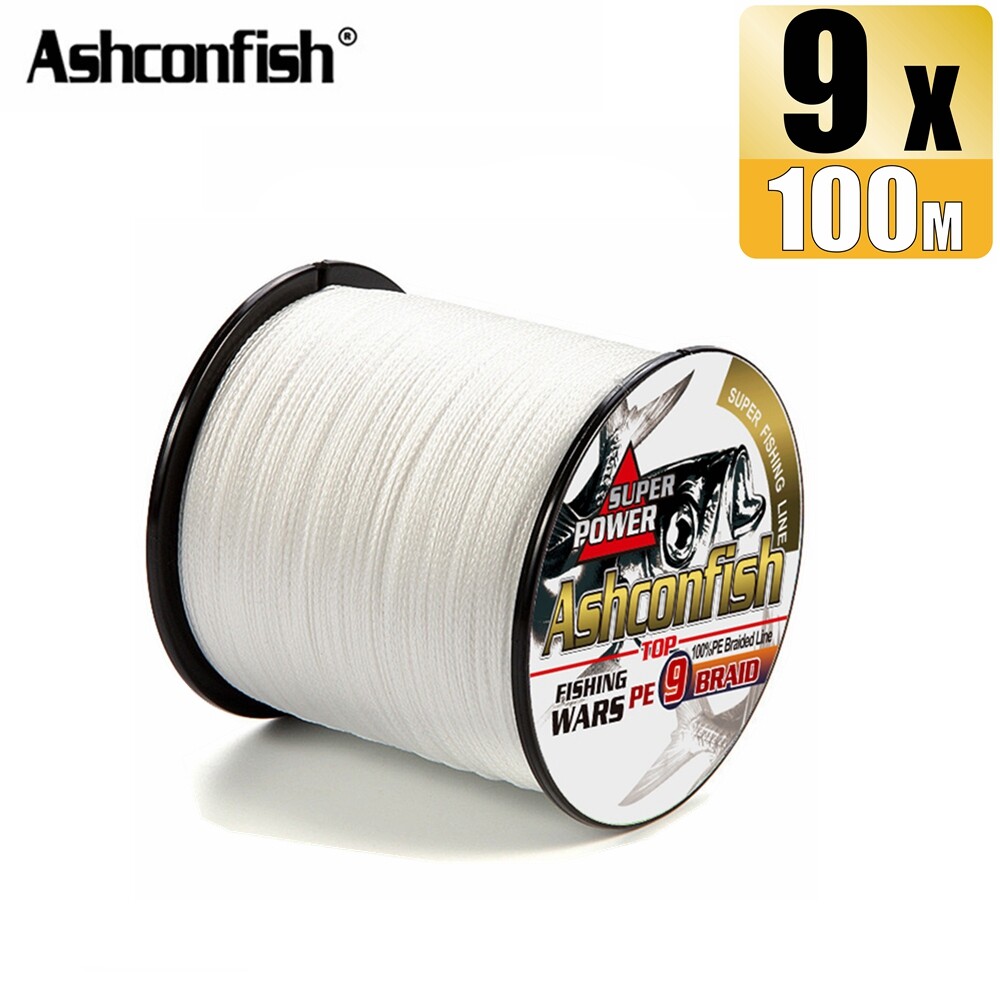 Ashconfish 9 Strands 100M White Braided Fishing Line Jigging Multifilament PE Line 15-310LB All Size X9 Fishing Accessories Tackle Tools
