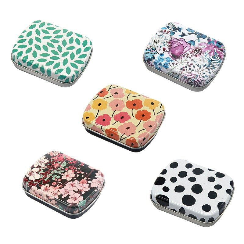 Mini Metal Hinged Tin Box with Lid Rectangular Container Portable Small Storage Container Kit Candy Pill Cases for Home Organizer