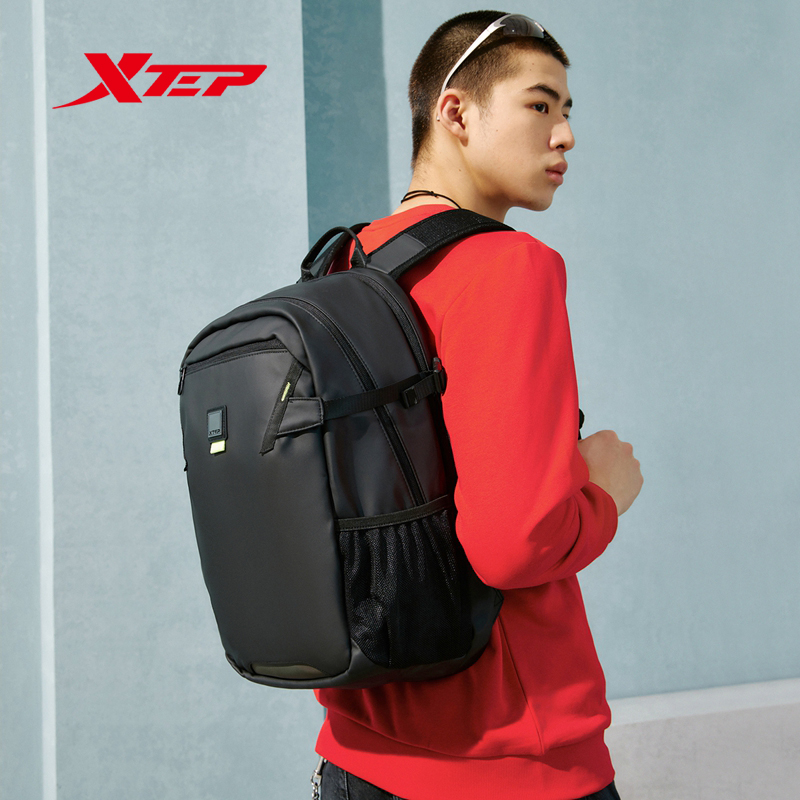 Xtep Ba lô màu trung tính không thấm nước phong cách mới nhiều ngăn công suất lớn sinh viên thực hành ba lô thể thao