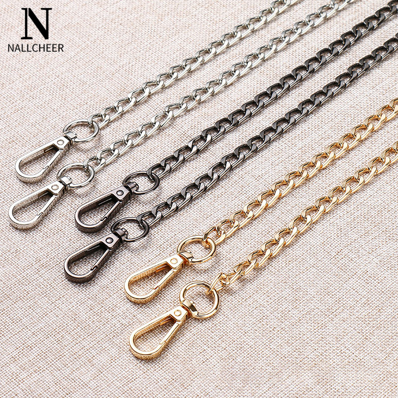 NALLCHEER Bag chain accessories Bag strap diagonal shoulder strap bag chain strap golden black iron chain