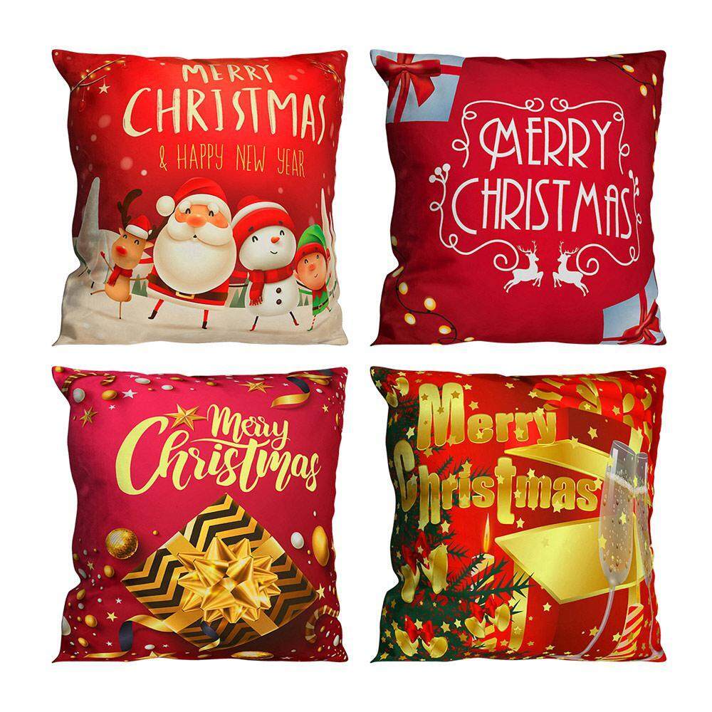 Pillow Case Merry Christmas Letter Print Sofa Bed Cushion Cover Home Decoration