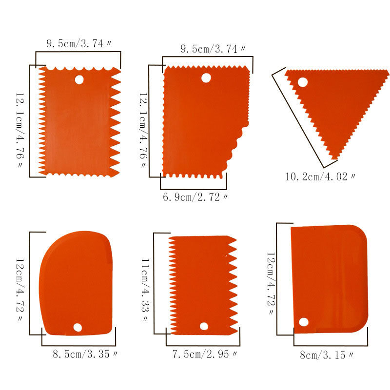 Houseeker 6pcs/set geometric figure cake scraper Trapezoid semicircular arc triangular sawtooth scraper Cake tools