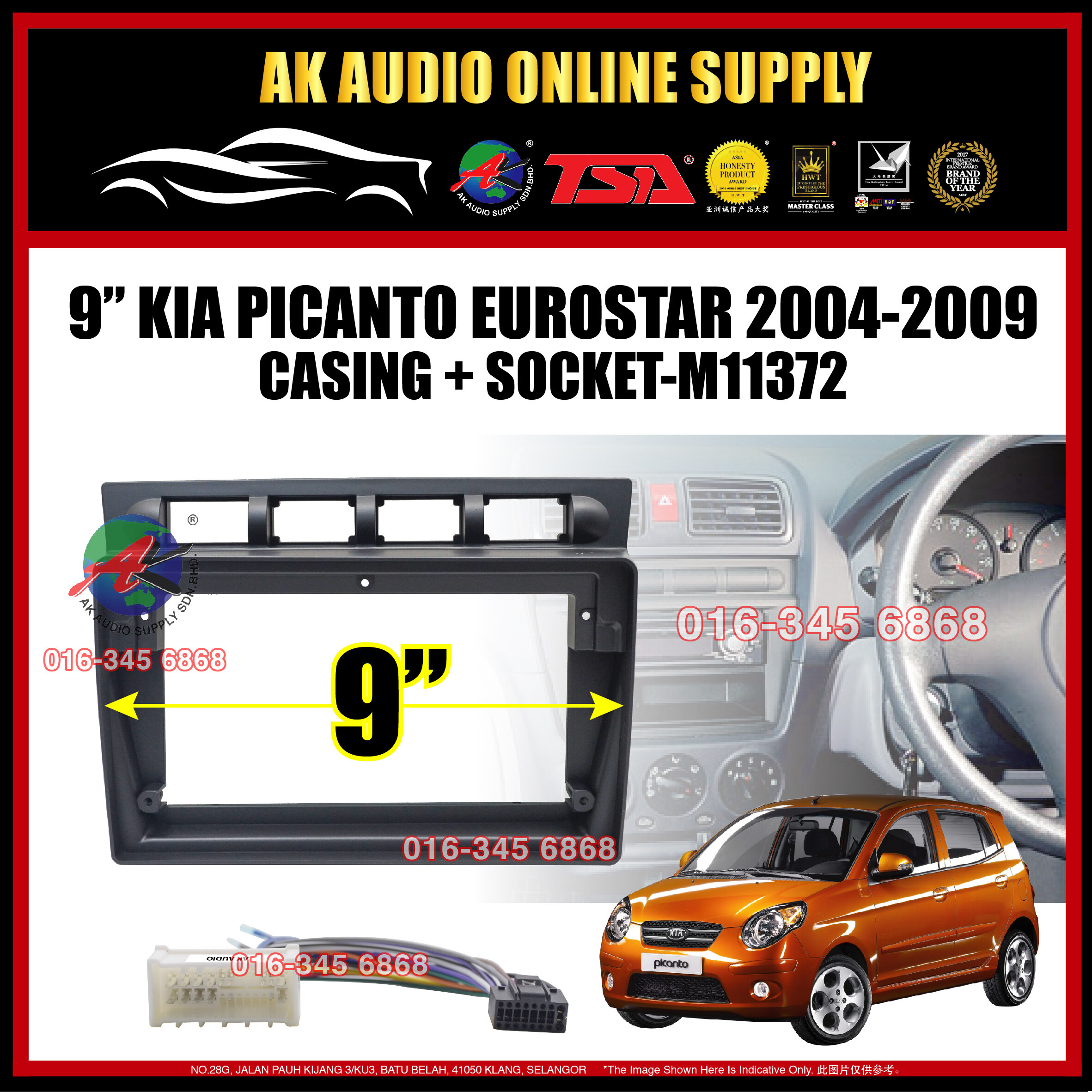 Kia Picanto Eurostar 2004 2009 Android 9" inch Casing + Socket
