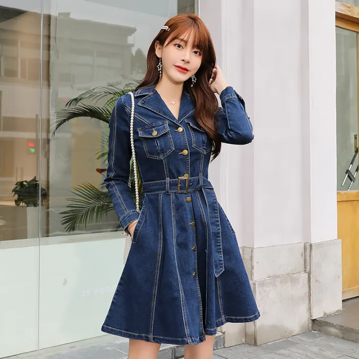 denim shirt dress midi length