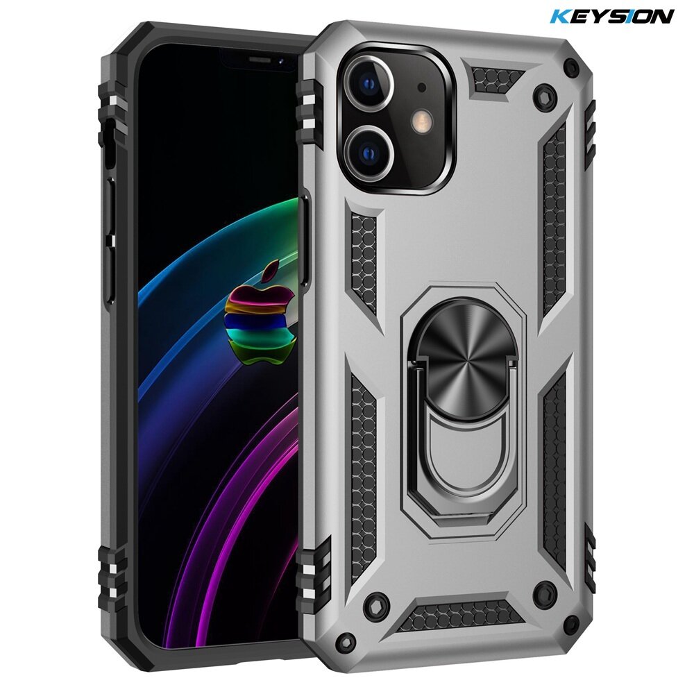 Ốp Chống Sốc KEYSION Ốp Lưng Điện Thoại Bảo Vệ Nặng Có Giá Đỡ Nhẫn Cho iPhone 11 Pro Max Dành Cho iPhone 12 Mini 12 Pro Max SE 2020 Mới
