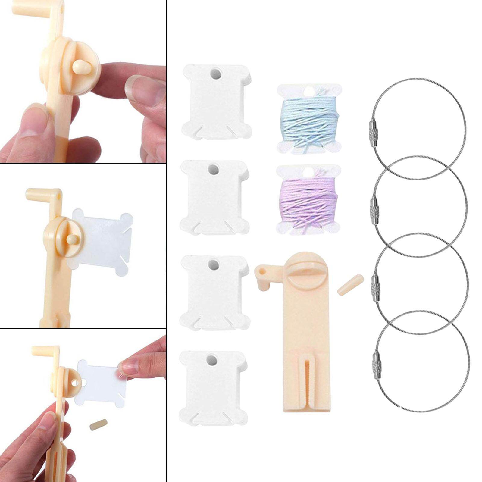 Blesiya 120x Plastic Floss Bobbins with Bobbin Winder Thread Cards for Cross Stitch