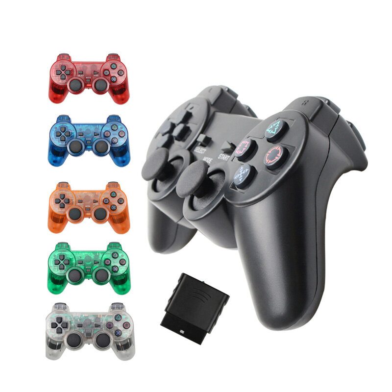 Narsta Tay Cầm Chơi Game Không Dây Cho Sony PS2 Điều Khiển Cho Playstation 2 Bảng Điều Khiển Cần Điều Khiển Rung Hai Đầu Cần Điều Khiển Chống Sốc Không Dây Controle
