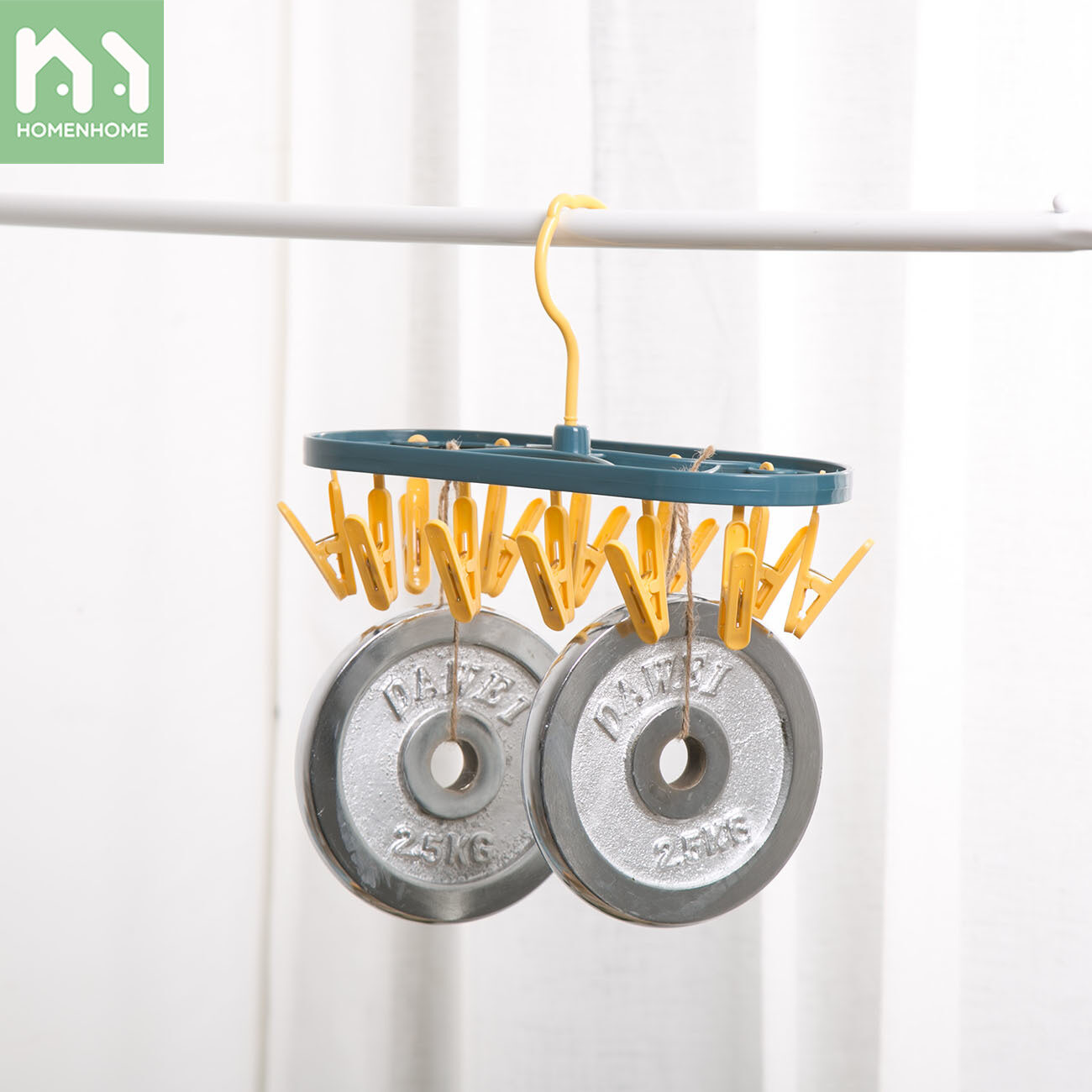 Homenhome Multiple Peg Clothes Drying Rack Multifunctional Baby Underwear Clothes Hanger Windproof Drying Socks Tool for Student Dormitories