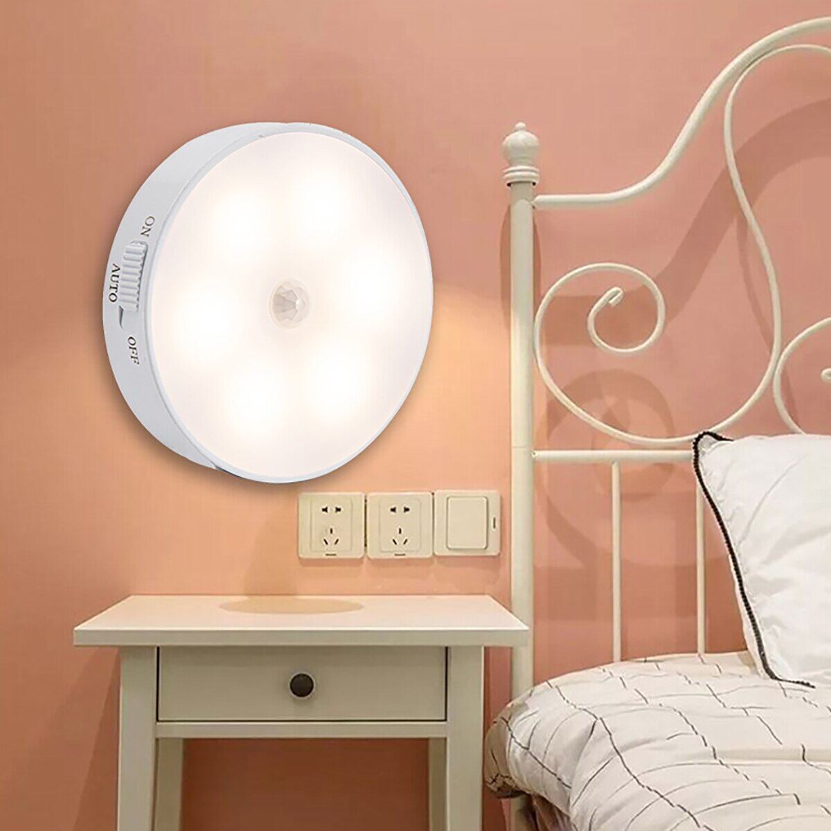 Đèn Ngủ LED Đèn Ngủ Sạc USB Cảm Biến Chuyển Động PIR Cho Tủ Bếp Đèn Tường Nhà Kho Cầu Thang Phòng Tắm