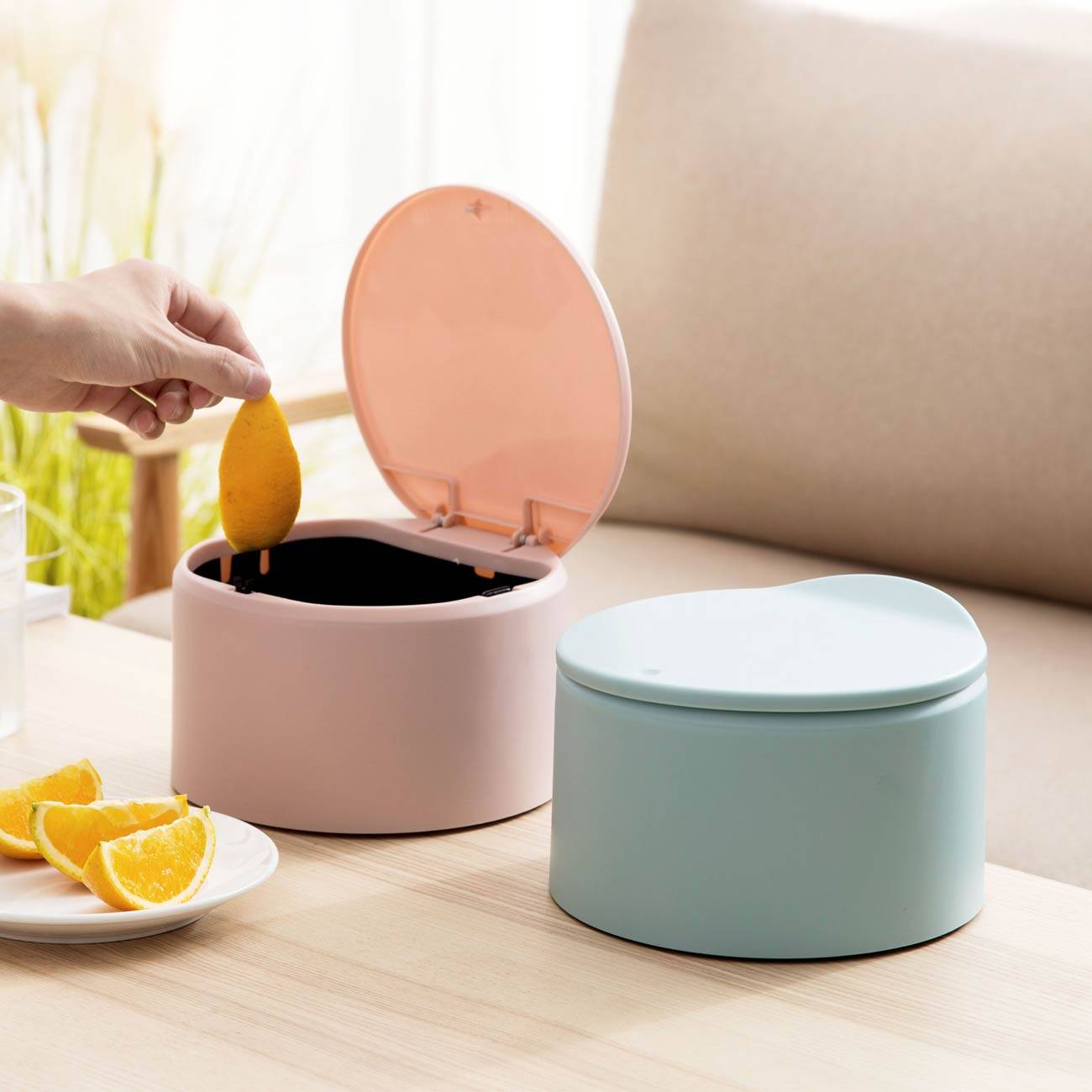 Homenhome Thùng Rác Mini + 5 Cuộn Nhỏ Túi Rác Dành Cho Máy Tính Để Bàn Xe Ô Tô