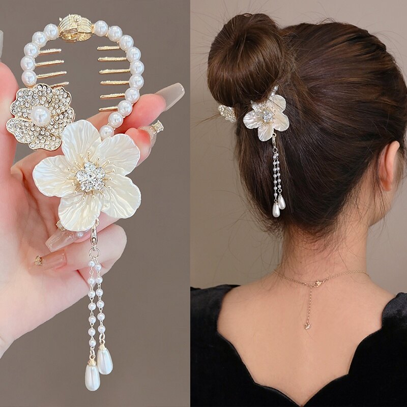Butterfly Hair Clips with Artificial Pearls