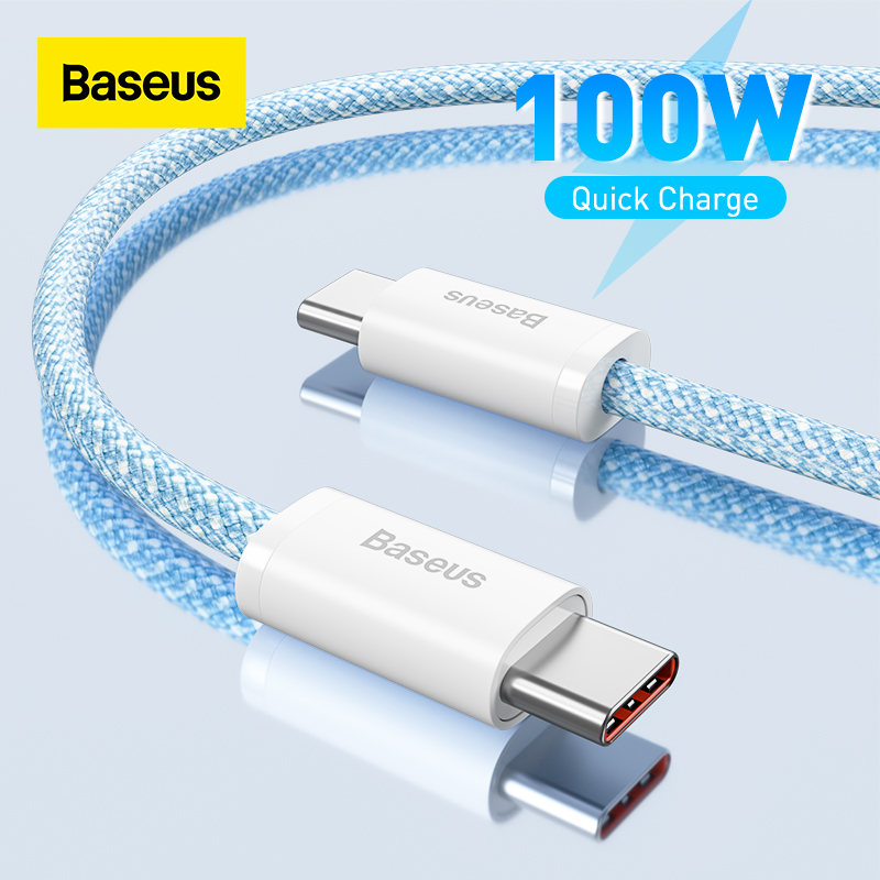 Baseus Cáp USB C 100W Cáp USB C Sang USB Type C Cho Macbook Pro Ipad PD Dây Sạc Nhanh Cáp Type-C Cho Xiaomi Huawei