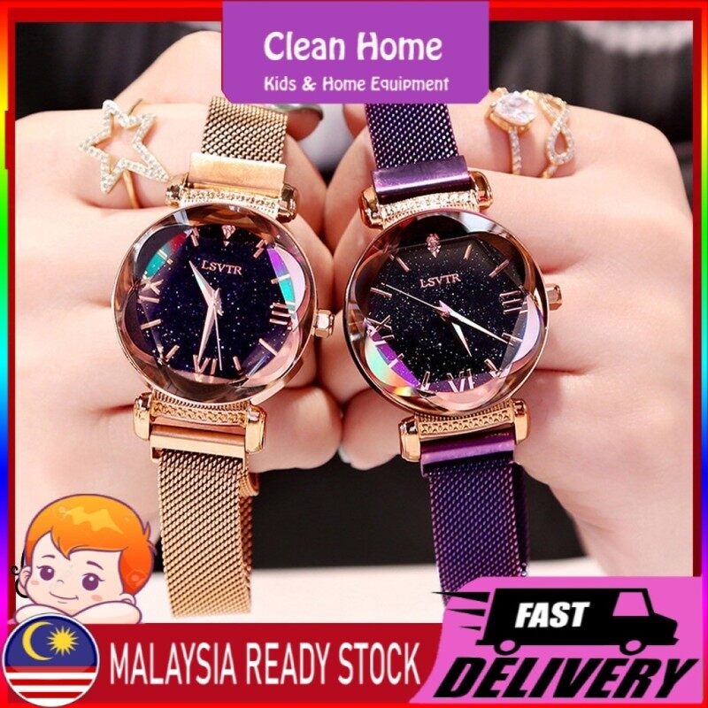 Ready Stock Valentine Gift Women Watches Queen Watch Quartz Watch Iron Magnet Strap lady watch Jam Tangan Perempuan Malaysia