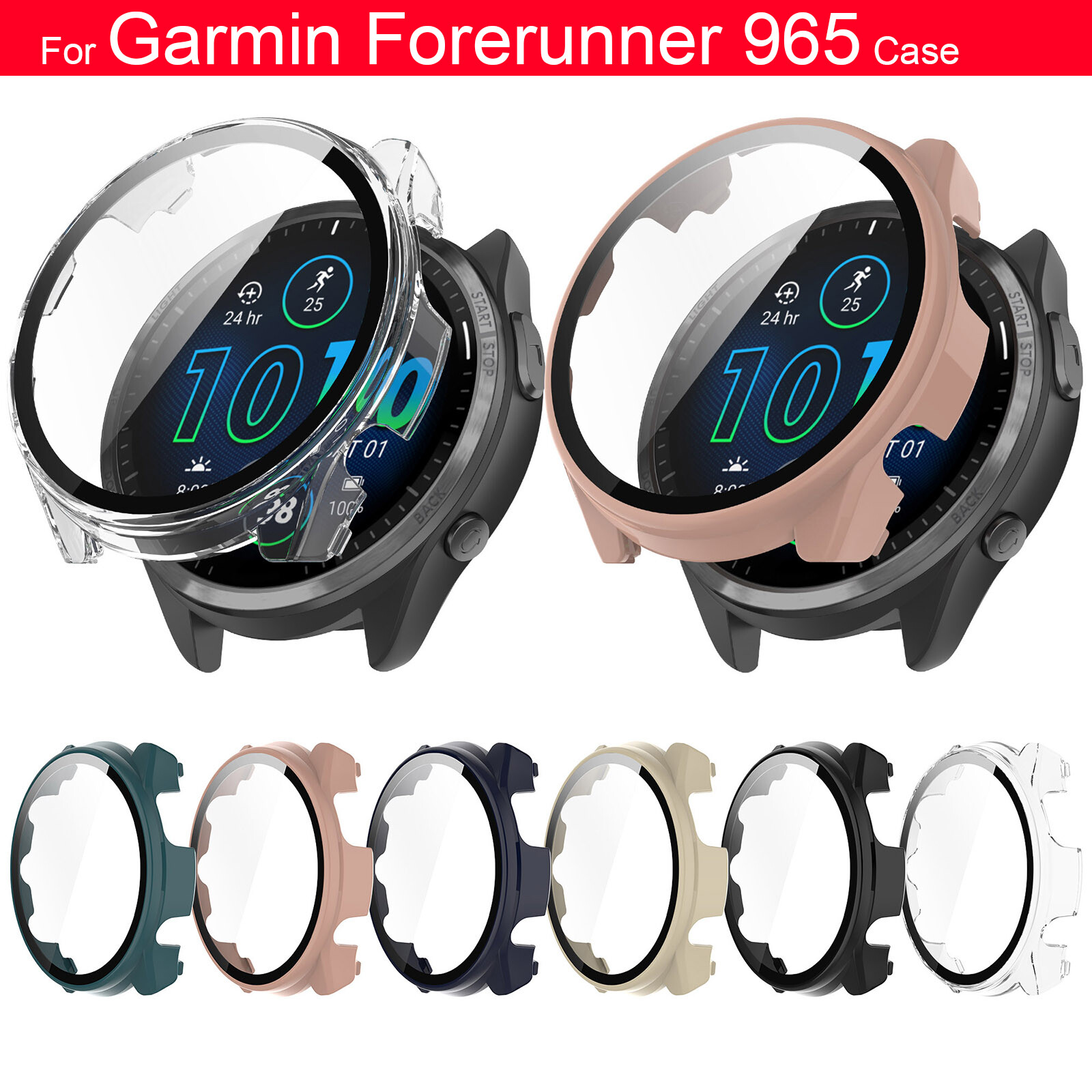 For Garmin Forerunner 965 strap case tempered glass screen protector 2023 new smart watch band straps