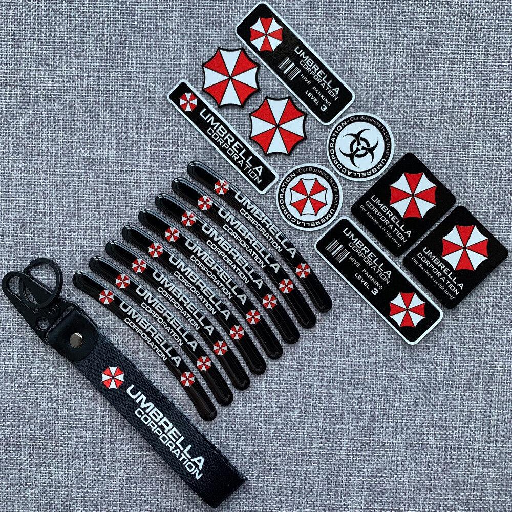 8PCS / Lot 3D Gel Motorcycle Wheel Rim Strip Decal Car Sticker for Resident Evil Umbrella Stickers