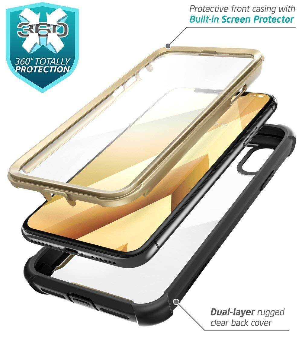 For iPhone Xs Max Case i-Blason Full-Body Rugged Shockproof Clear Bumper Case Cover with Screen Protector
