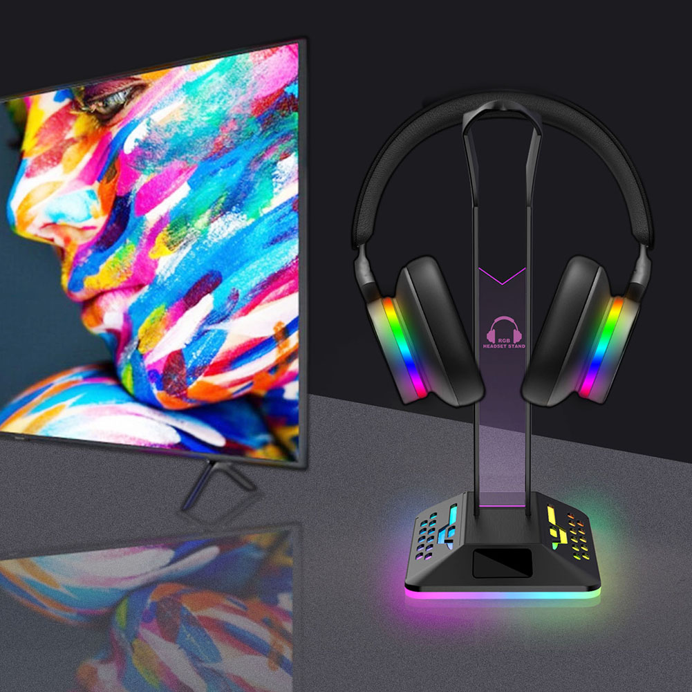 {Tenda} RGB Headphone Holder Rack Gamer Headset Display Stand Laptop PC Gaming Accessory