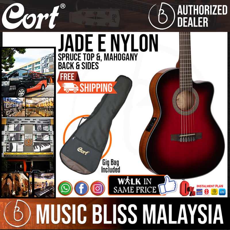 Cort Jade E Nylon Classical Guitar with Bag - Burgundy Red Burst (JADENE) Malaysia