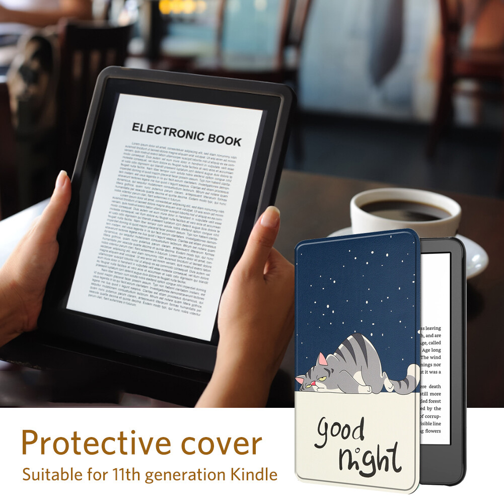 Waterproof E-book Reader Shell PU Leather Hard PC Painted E-book Reader Cover Shell Auto Sleep Replacement for Amazon All-new Kindle 2022