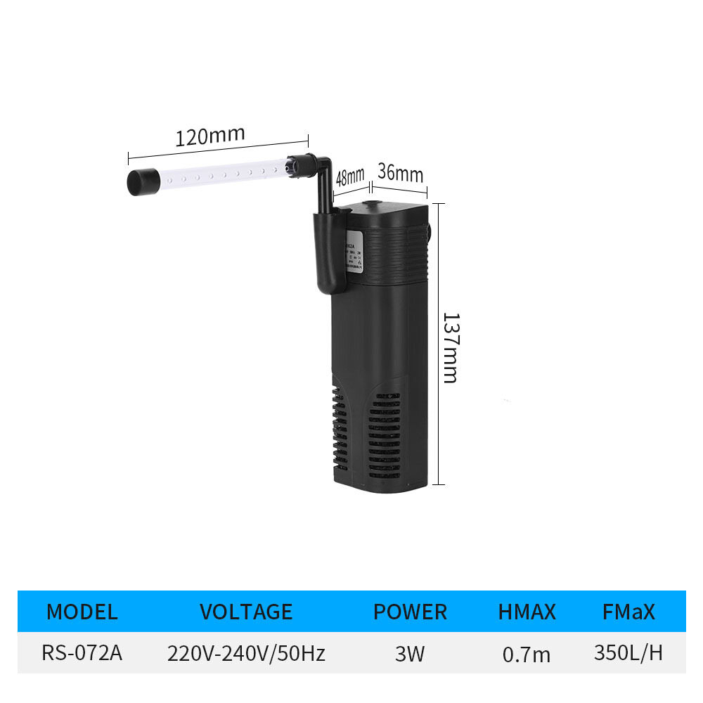 Emango 3-In-1 Aquarium Filter Submersible Pump With Function Of Filter Circulation Oxygenation For Aquarium Tank Aquarium Water Pump