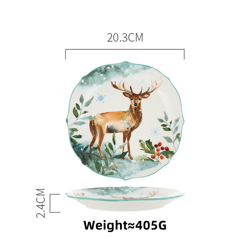 OMK Fairytale Forest Series Ceramic Dinner Plates 8.5 inch and 10 inch christmas tableware xmas