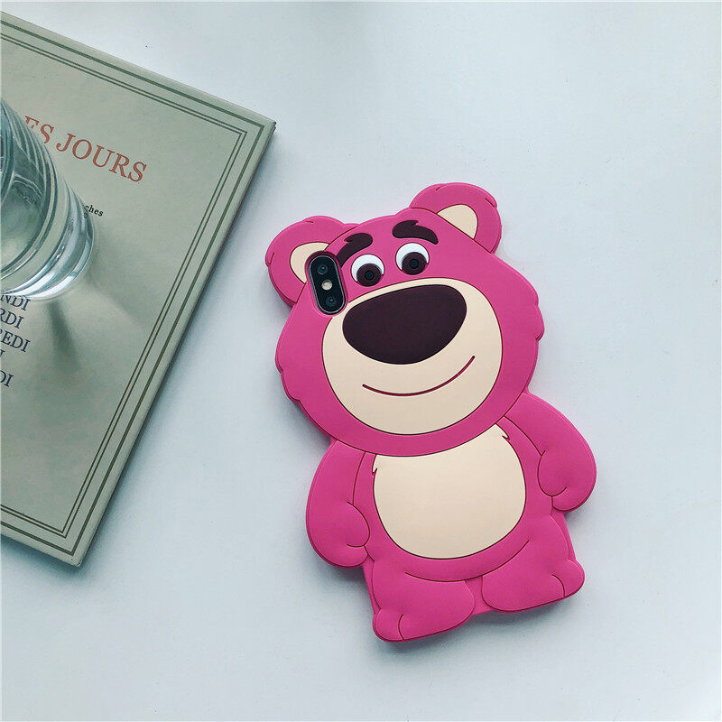 Ốp lưng điện thoại hình gấu ba chiều màu hồng dễ thương cho iPhone 6 7 8 Plus Ốp lưng mềm cho Iphone XS Max XR chống rơi và trầy xước cho Ốp lưng điện thoại Ốp lưng màu rắn cho Apple iPhone 11 Pro Max quà Tặng bé gái SE 2020
