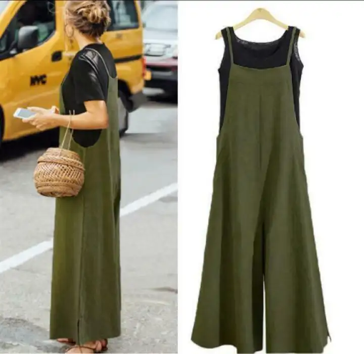 loose linen dungarees