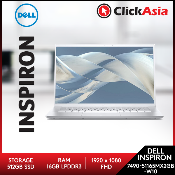 Dell Inspiron 14 7490-51165MX2GB-W10 14 FHD Laptop Silver ( I7-10510U, 16GB, 512GB, MX250 2GB, W10) Malaysia