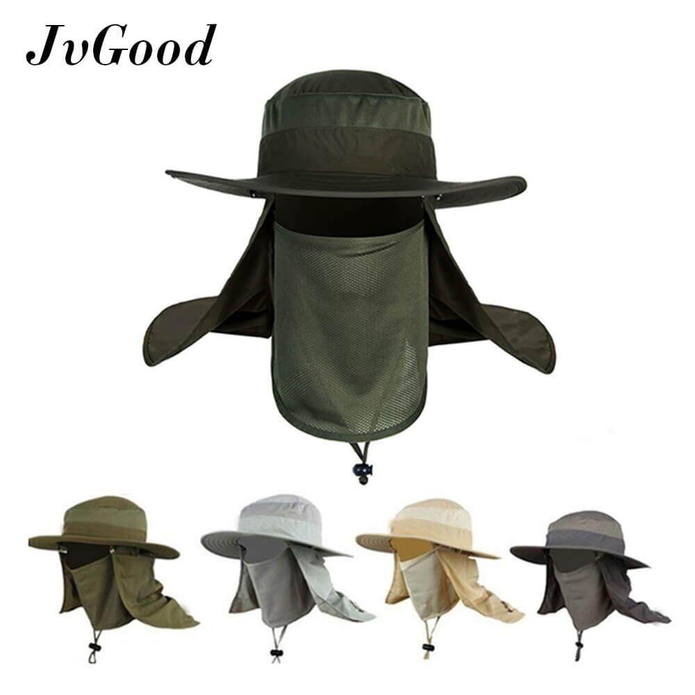 JvGood Fashion Summer Outdoor Sun Protection Fishing Farmer Gardener Cap Neck Face Flap Hat Wide Brim