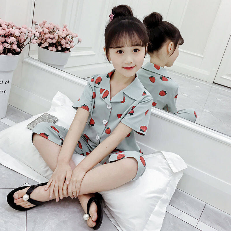 Nơi bán Bộ Đồ Ngủ Mùa Hè Cho Bé Gái Bằng Vải Bông Thấm Mồ Hôi Bộ Quần Lửng Tay Ngắn