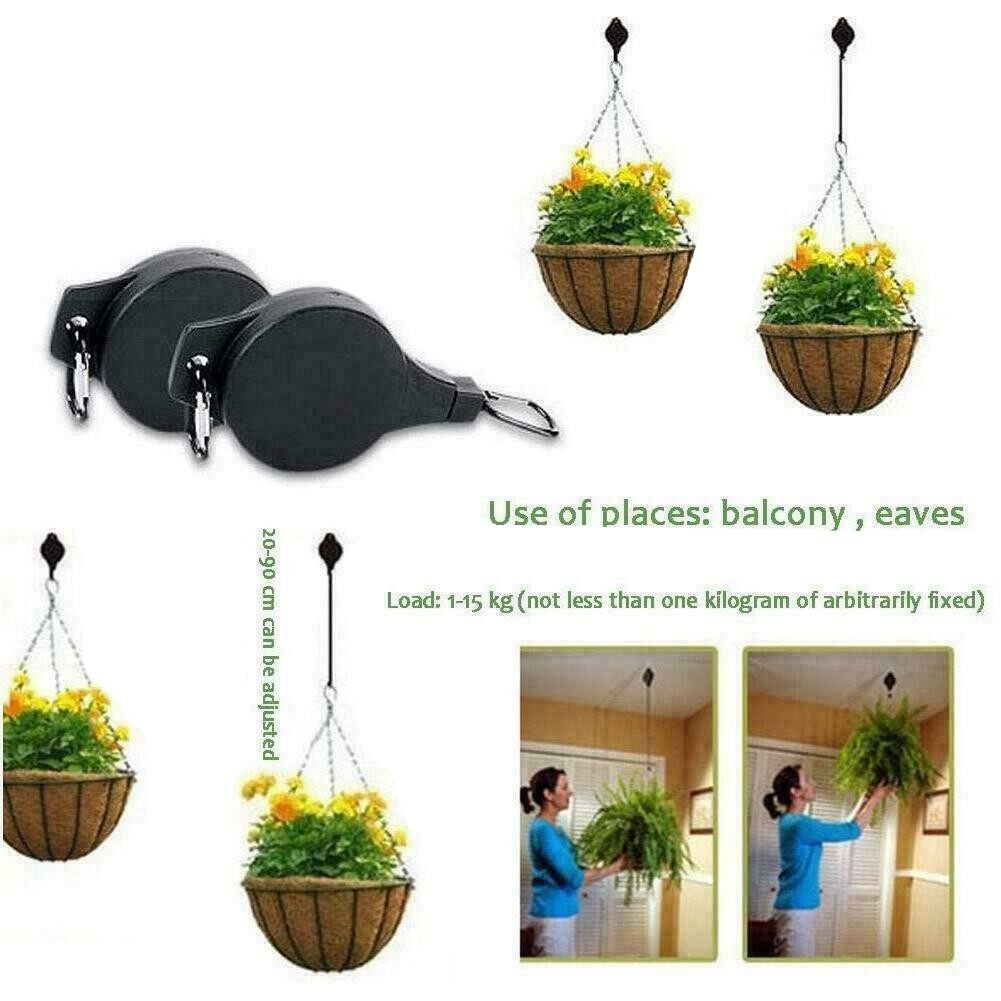 Lifting and Telescopic Flower Basket Hook Retractable Hook Hanging Pull Down Plant Basket Adjustable Hangers for Gardening Flower Pots Plant