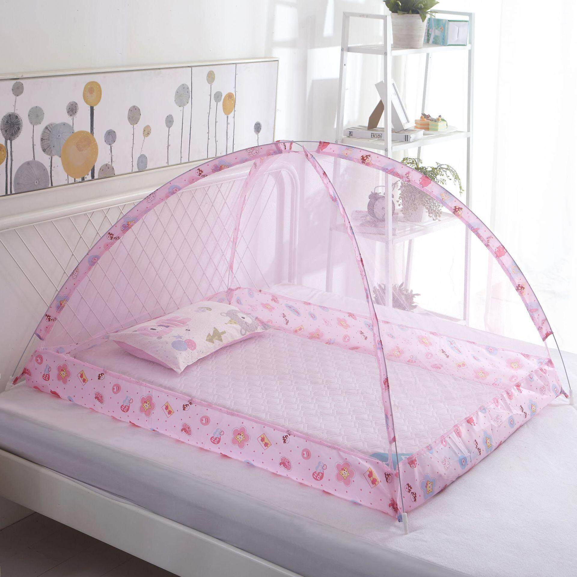 Berkualitas Tinggi Ranjang Bayi Lipat Portabel Tempat Tidur Lipat Kelambu Brankas Mesh Anak Jaring Anti Nyamuk-90 × 120 Cm-Abmia000049