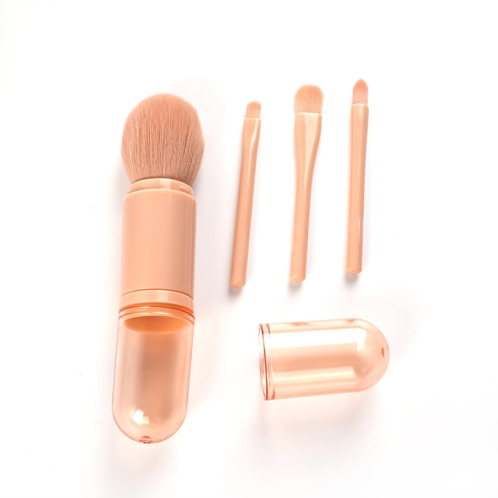 Telescopic 4 In 1 Travel Portable Makeup Brushes Set Eyeshadow Brush Lip Cosmetics for Face Makeup Brush Kit