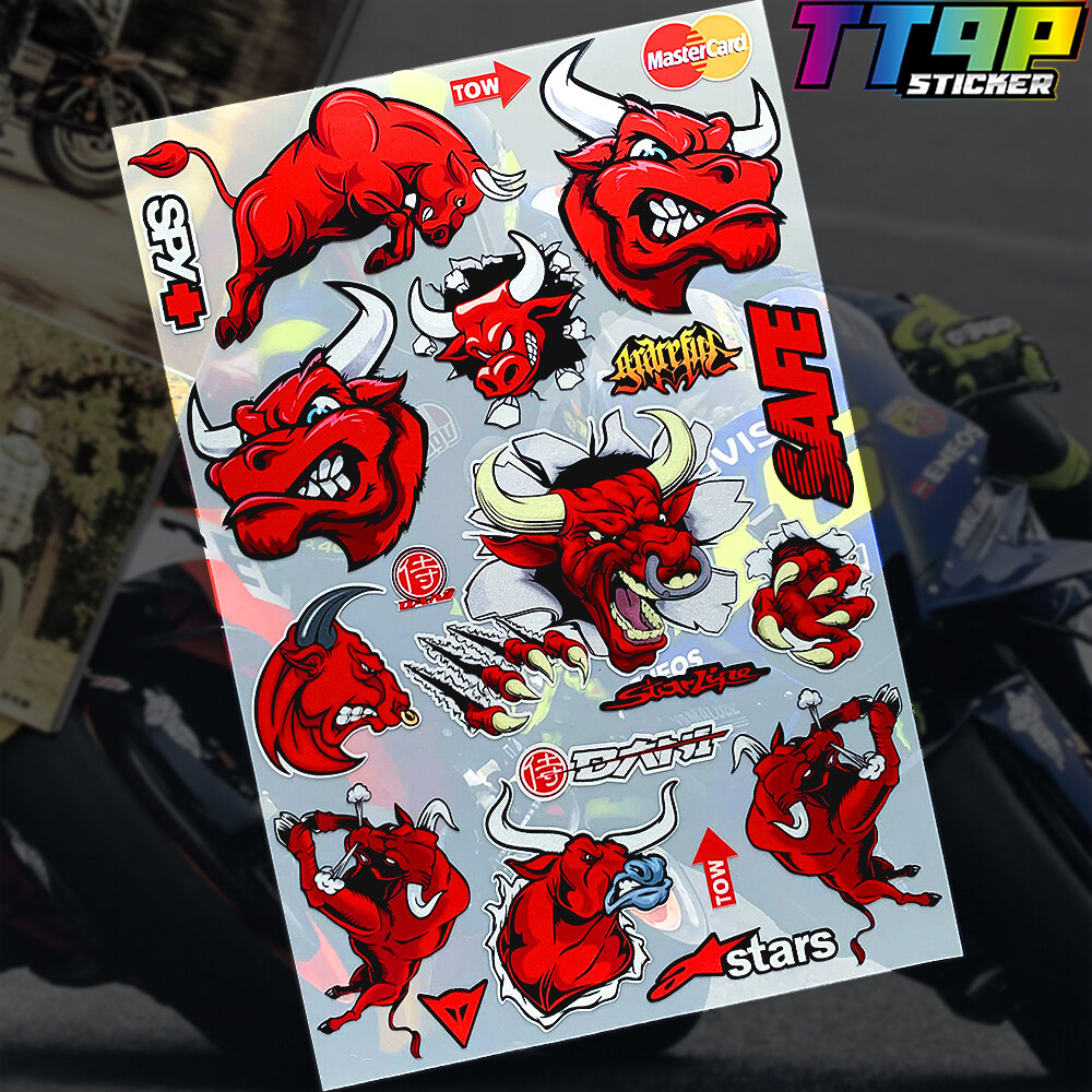 Red Bull Cá Nhân Nhãn Dán Sáng Tạo Xe Máy Sửa Đổi Bull Phản Xạ Không Thấm Nước Trang Trí Mũ Bảo Hiểm Nhãn Dán Thích Hợp Cho YAMAHA HONDA SUZUKI KTM DUCATI