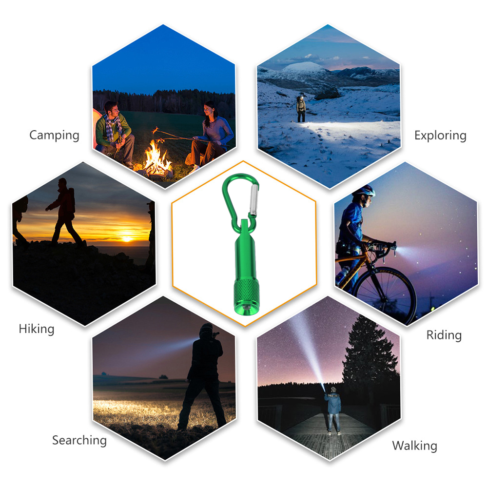 Cầm Tay Mini LED Carabiner Đèn Ngoài Trời Cắm Trại Pocket Torch Ánh Sáng Với Keychain