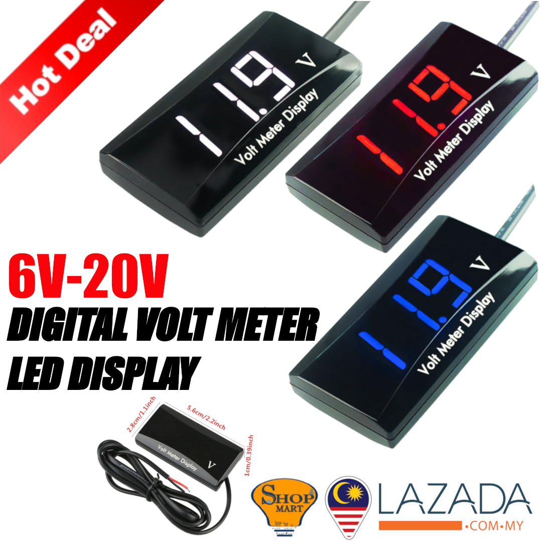6V20V HUD Digital Voltage Meter Led Display Voltmeter Volt Meter for