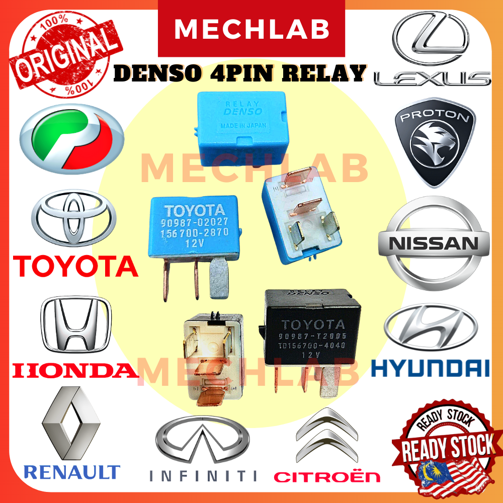 2-Pack 4-Pin Relay 90987-02027 For Toyota - A/C Cooling Fan & Horn Relay Replacement