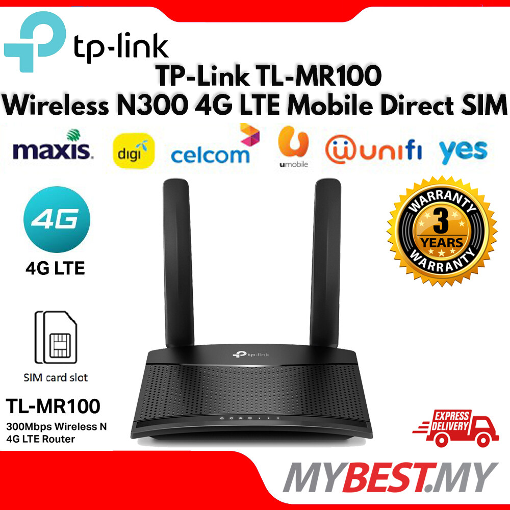 TP-Link TL-MR100 Wireless N300 4G LTE Mobile Direct SIM Modem Router ...