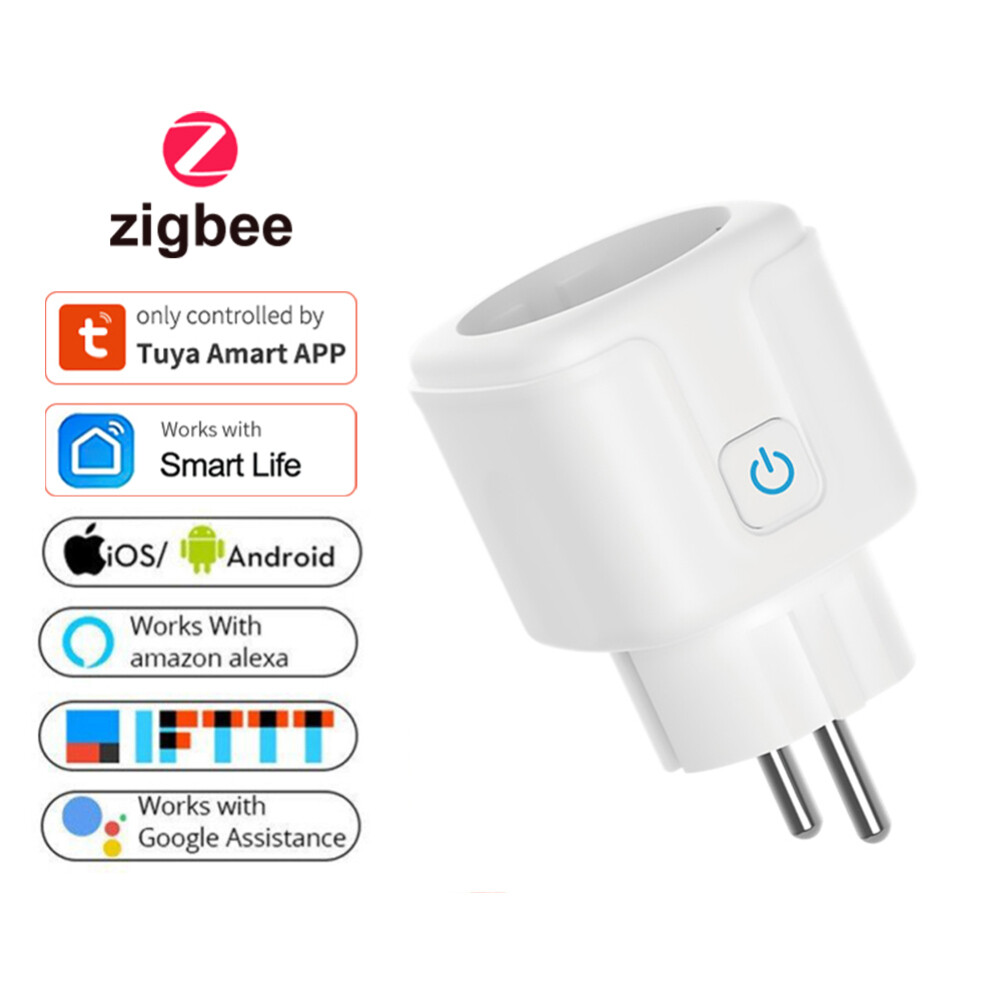 Sauceret Tuya ZigBee Phích Cắm Thông Minh Ổ Cắm EU 20A Ổ Cắm Từ Xa Không Dây Ổ Cắm Hẹn Giờ Thông Minh Điều Khiển Bằng Giọng Nói Ổ Cắm Điện Thông Minh PC Chống Cháy Tại Nhà EU Jan