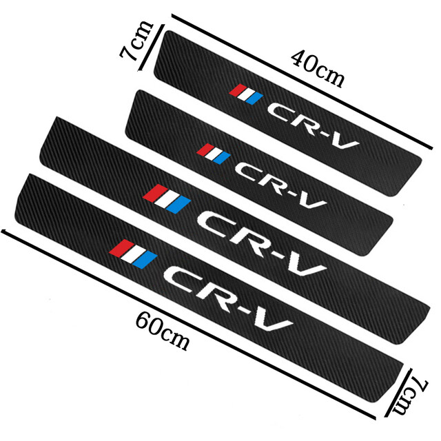 {hot} 4pcs Carbon Fiber Door Sill Protector Leather Vinyl Stickers For Honda CRV CR V 2018 2015 2016 2017 2019 2020 Car Accessories