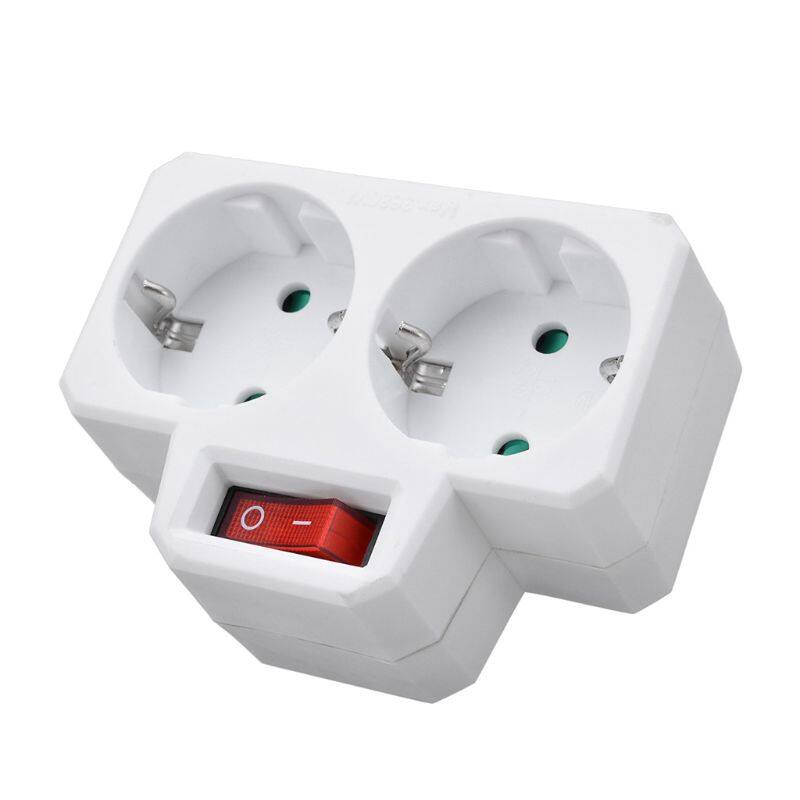 EU Standard Multiple Plug 250V 16A Double Socket Conversion Socket with Outlet Switch Plug Power Adapter Socket