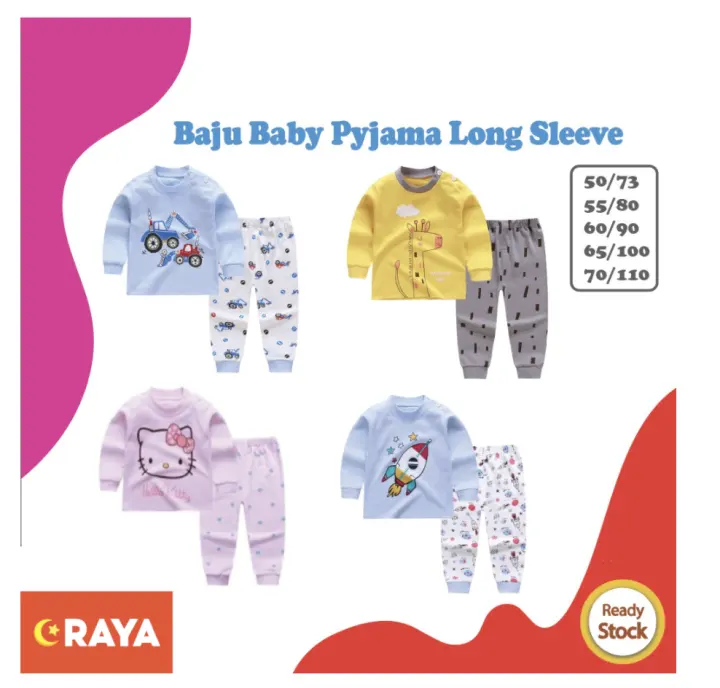 Ready Stock Set Kids Baby Pyjamas Baby Baju Tidur Sleepsuit Pajamas Lengan Panjang Long Sleeve Lazada