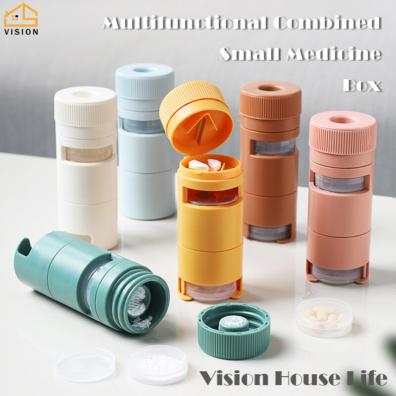 Vision Portable 7grid Pill Box Medicine Pill Grinder Storage Box Pill