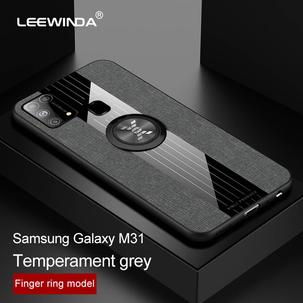 LEEWINDA For Samsung Galaxy  M31 Phone Case, Leather Armor Cases Ring bracketCover Shell