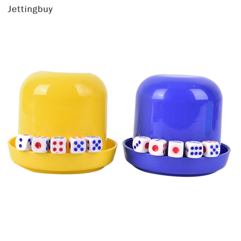 【Jettingbuy】 Flash Sale Polyhedral Dice Cup Drinking Board Game Gambling Dice Box With 5pcs Dices