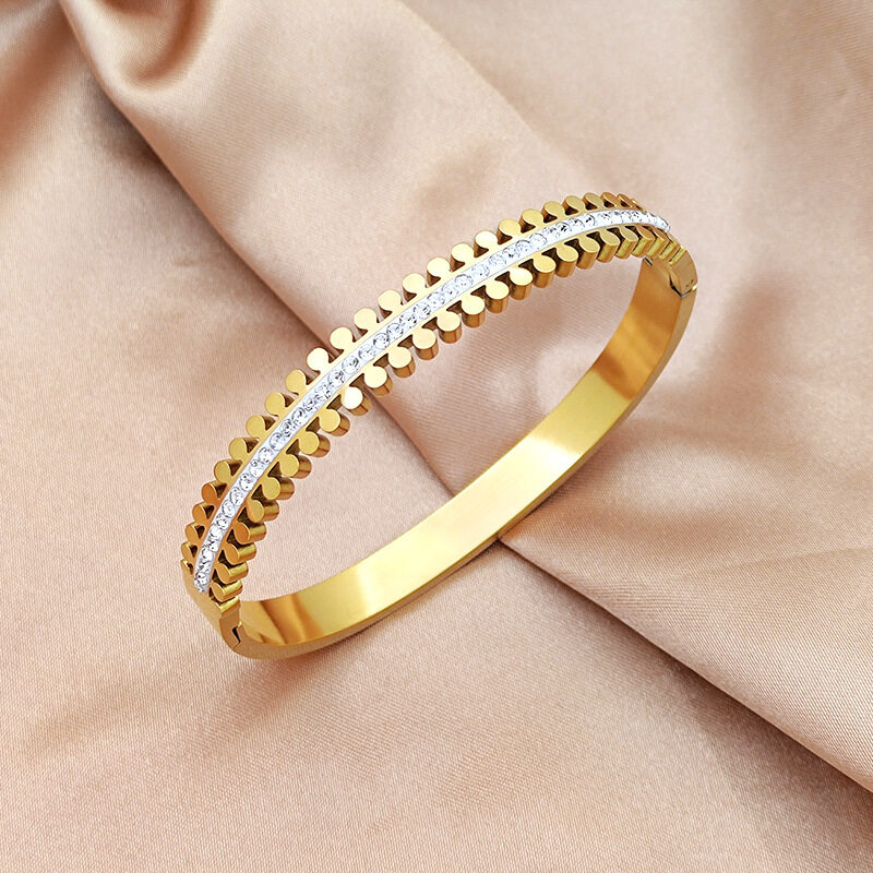 Yuki's Multicolor Rhinestone Zircon Stainless Steel Bangles Bracelets for Women New Charm Waterproof Jewelry Gift