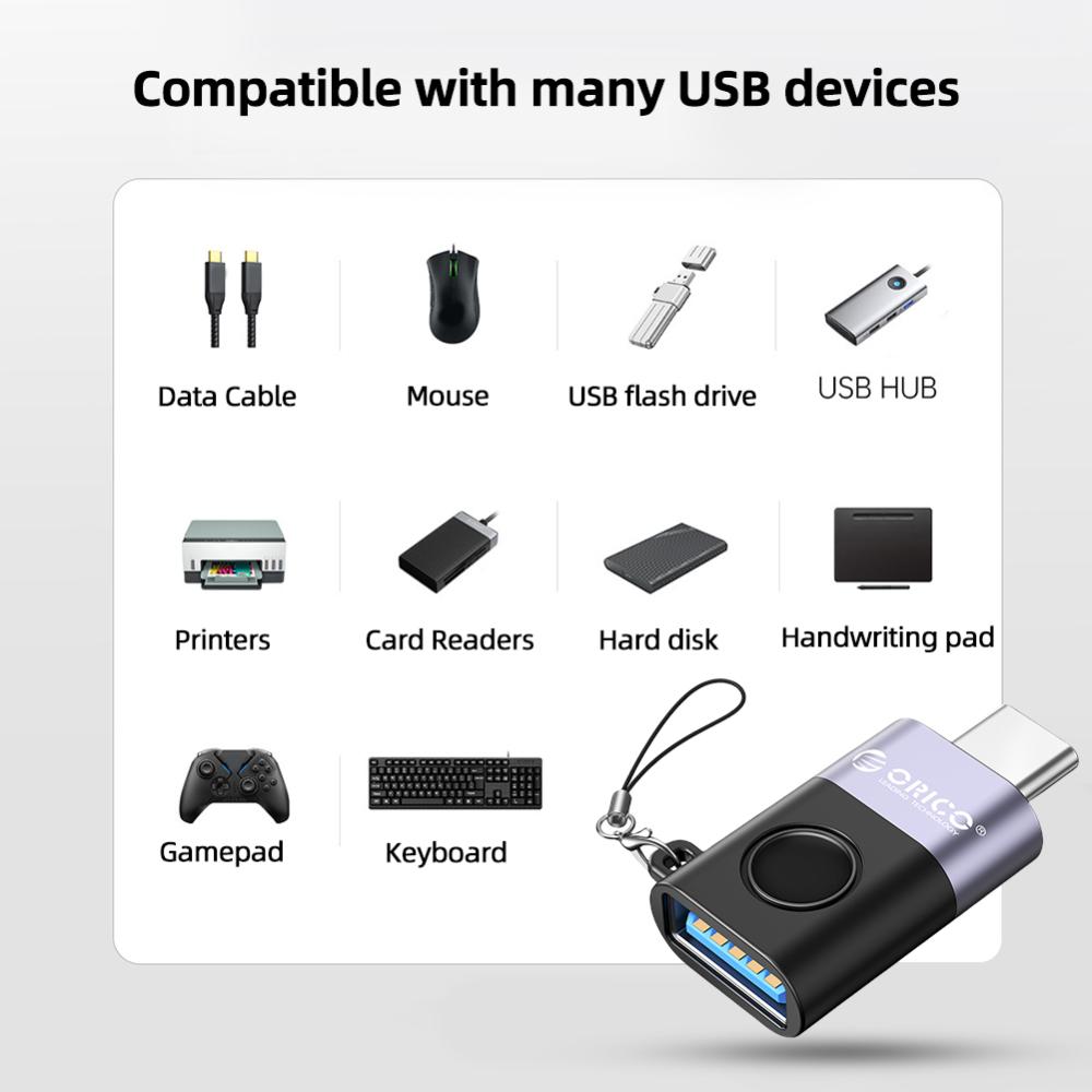 USB-C Data Transfer Converter OTG Transfer Speed 480Mbps Type-C To USB Adapter 22.5W Fast Charging USB C Adapter Connector Aluminum Alloy